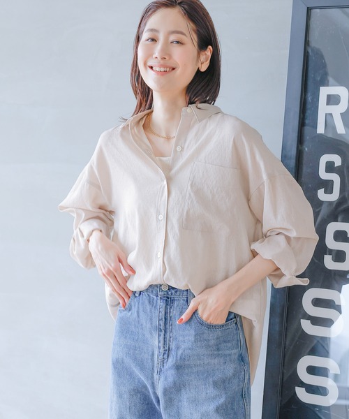 GLOBAL WORK ブラウス シャツ イージーケアシアーシャツ長袖