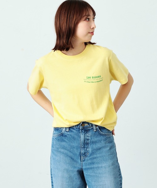 tシャツ ウェーブロゴプリントタックスリーブTシャツ レディース セール】 プリントタックTシャツ（オフホワイト/ブラック/ピンク