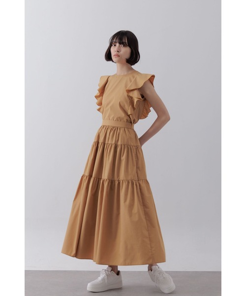 未使用級 デサントリュクス ラッフルスリーブ シャツ ピンク L Limue ブラウス シャツ ラッフルスリーブブラウス レディース