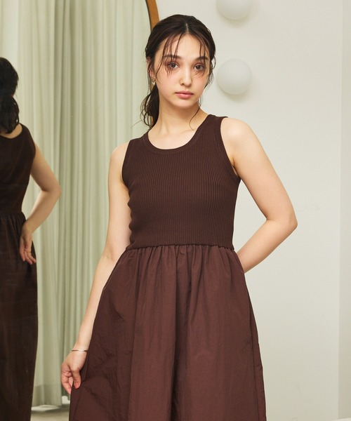 美品 Olu. ノースリーブ ニット ロング ワンピース ブラック Olu. ワンピース ニットドッキングノースリーブワンピース