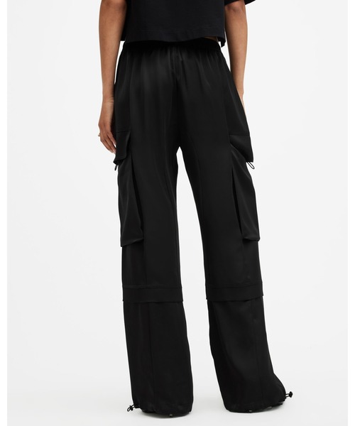 Hugyourskin ガーターベルト ワイドパンツ チャコール ALLSAINTS カーゴパンツ BARBARA ADJUSTABLE CUFFED CARGO