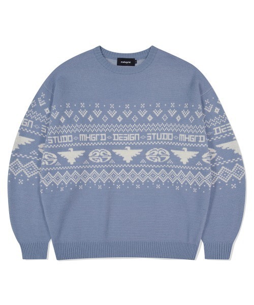 ニット セーター 「mahagrid/マハグリッド」 EAGLE ECLIPSE KNIT SWEATER (ザガードニット)/イーグル エクリプス