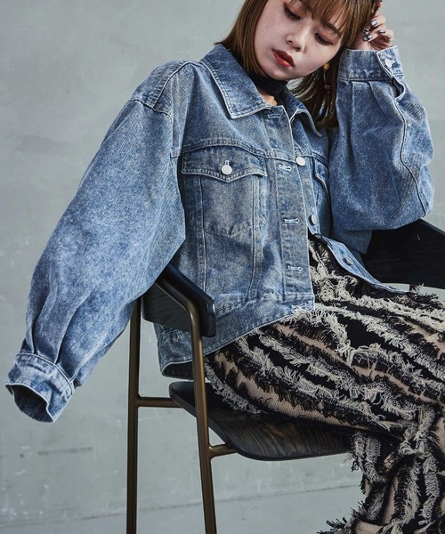   Jeans クロップドデニムジャケット Fashion Letter（ファッションレター） デニムジャケット gジャン