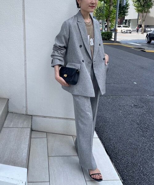 anchovy 　　　　23区リュクス　ヘリンボーングレーパンツスーツ le.coeur blanc パンツ ヘリンボーンタックワイドパンツ レディース