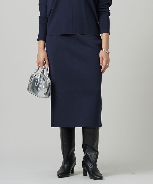 ICB（アイシービー） スカート 「洗える」 クロスコンビ ニット