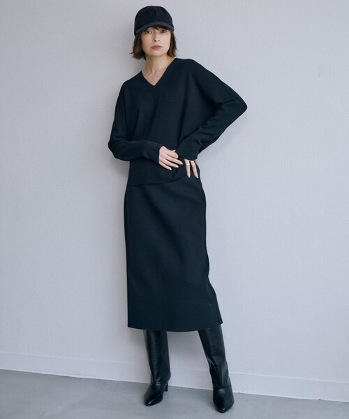 ICB（アイシービー） スカート 「洗える」 クロスコンビ ニット