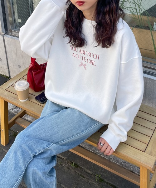 トレーナー スウェット Tattoo Print Sweat レディース トレーナー スウェット ランダム刺繍ロゴスウェット レディース