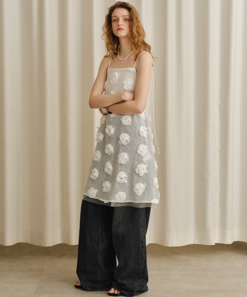 ワンピース Rose pattern camisole dress / ローズパターン