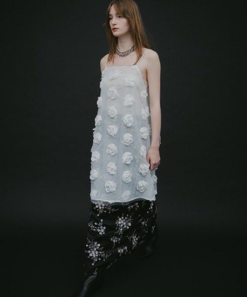yae/ローズパターンキャミソールドレス ワンピース Rose pattern camisole dress / ローズパターンシアー
