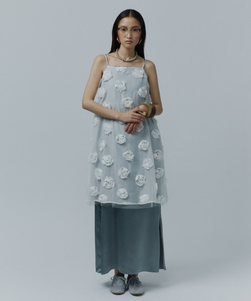 ワンピース Rose pattern camisole dress / ローズパターンシアー
