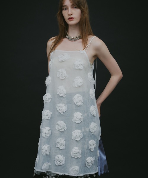 ワンピース Rose pattern camisole dress / ローズパターンシアー