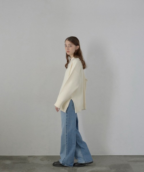 ニット セーター 「MINERTE」2way collared deep vneck knit / 2way襟付きディープVネックニット レディース セール】【MINERTE】2way collared deep vneck knit / 2way襟