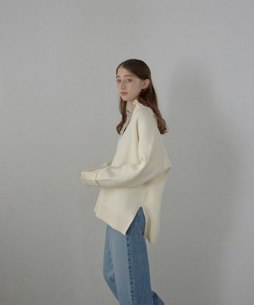 MINERTE ニット セーター 「MINERTE」2way collared deep vneck knit