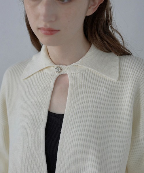ニット セーター 「MINERTE」2way collared deep vneck knit / 2way襟付きディープVネックニット レディース MINERTE ニット セーター 「MINERTE」2way collared deep vneck