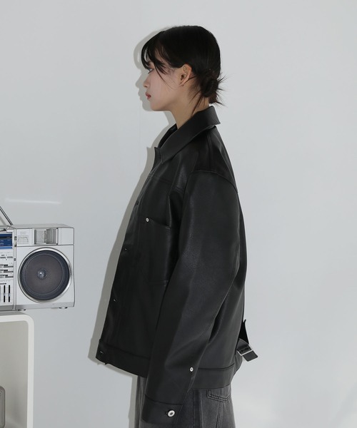 ブルゾン アウター 合成皮革 ショートジャケット メンズ
