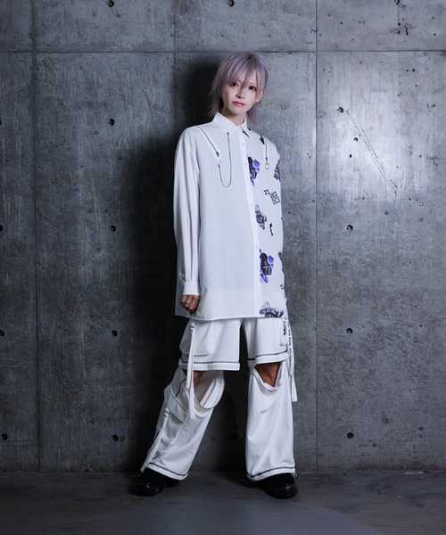 Amilige（アミリージュ） ブラウス シャツ バイカラーBEARプリント