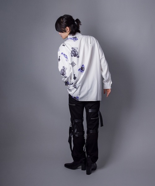 Amilige（アミリージュ） ブラウス シャツ バイカラーBEARプリント