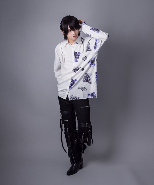 Amilige（アミリージュ） ブラウス シャツ バイカラーBEARプリント