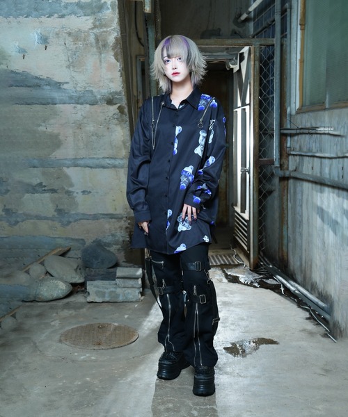 Amilige（アミリージュ） ブラウス シャツ バイカラーBEARプリント