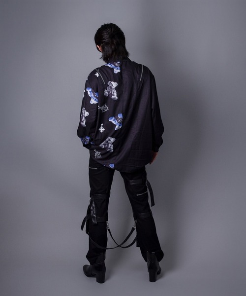 Amilige（アミリージュ） ブラウス シャツ バイカラーBEARプリント