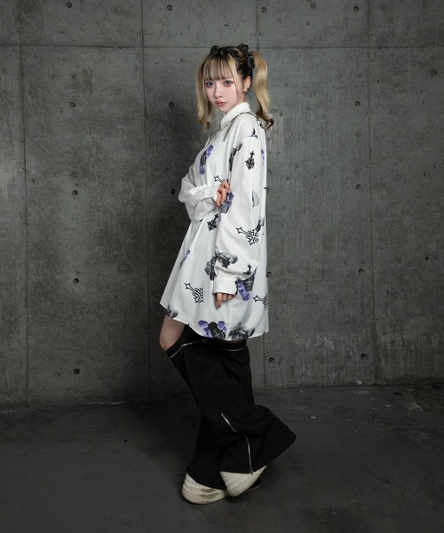 Amilige（アミリージュ） ブラウス シャツ バイカラーBEARプリント