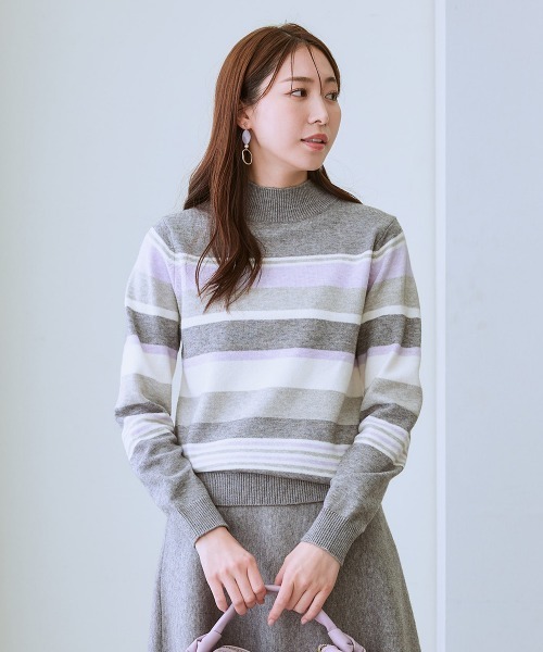 7days Life Styling ニット セーター マルチボーダーニット（毛玉に