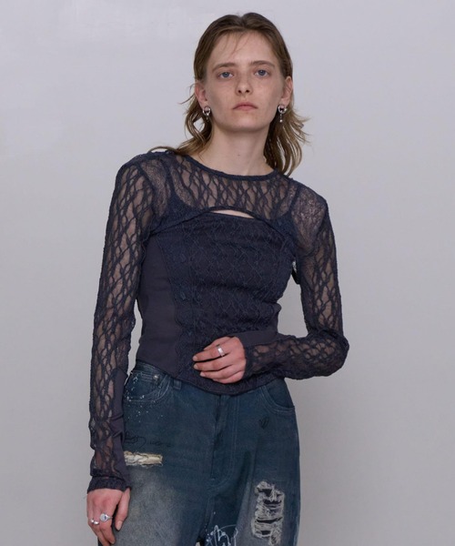 【激安通販オンラインショップ】 SPECIAL MAISON tシャツ Set Camisole Bolero Lace Multiway ジャケット・アウター