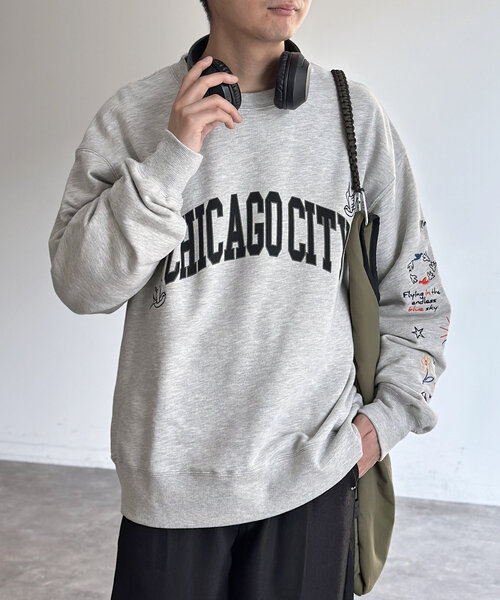 tシャツ 落書き刺繍カレッジロゴスウェット レディース メンズ CPCM tシャツ 落書き刺繍カレッジロゴスウェット レディース