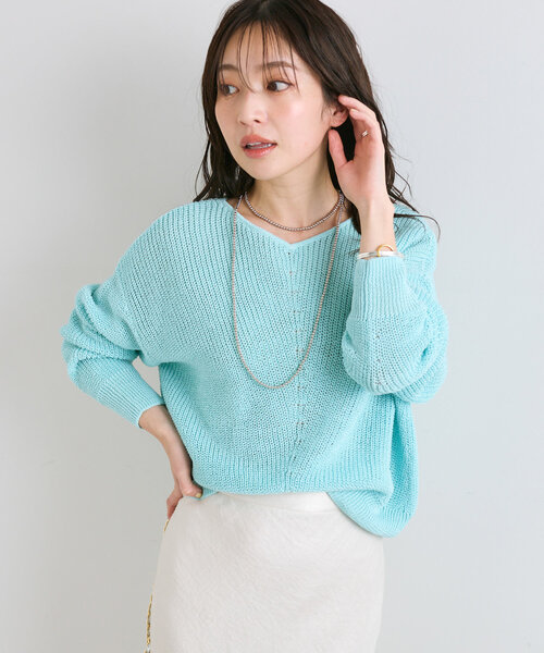 ニット セーター 「名品ニット復刻」ストローヤーン片畦２WAYニット レディース La boutique Bonbon ニット セーター 「名品ニット復刻