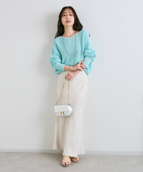 ニット セーター 「名品ニット復刻」ストローヤーン片畦２WAYニット レディース La boutique Bonbon ニット セーター 「名品ニット復刻
