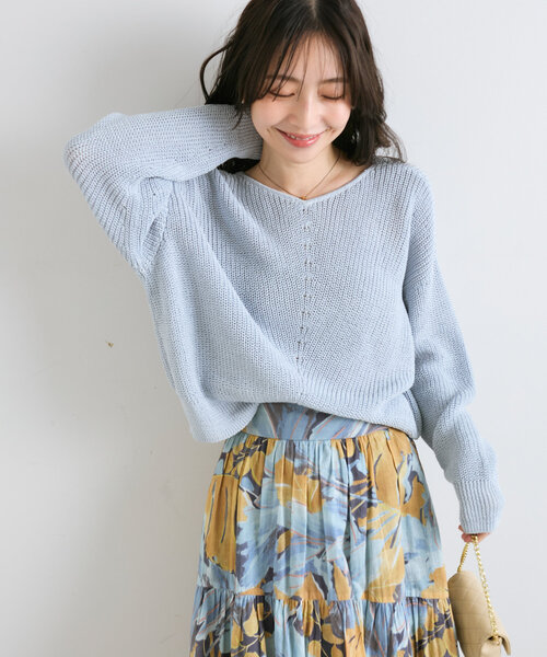 ニット セーター 「名品ニット復刻」ストローヤーン片畦２WAYニット レディース La boutique Bonbon ニット セーター 「名品ニット復刻