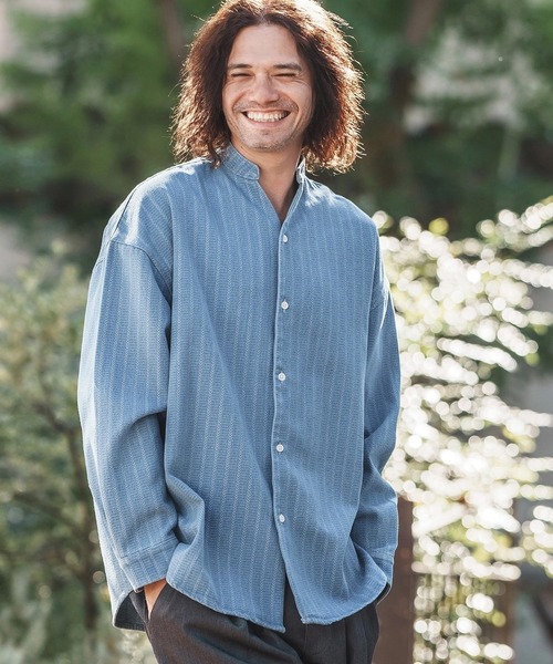 CAMBIO（カンビオ） シャツ ms5957-Herringbone Stripe Jacquard Denim