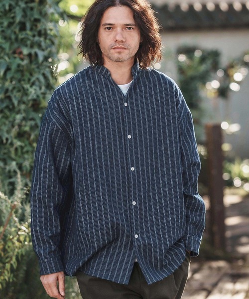 CAMBIO（カンビオ） シャツ ms5957-Herringbone Stripe Jacquard Denim