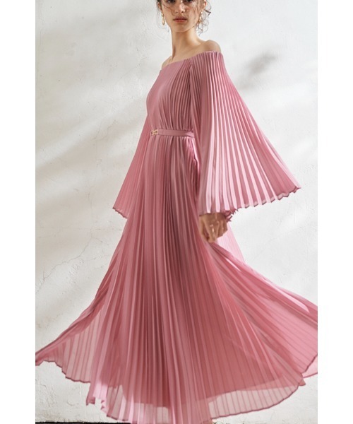 Estella.K ワンピース Ester Pleated Dress オフショルアコーディオン