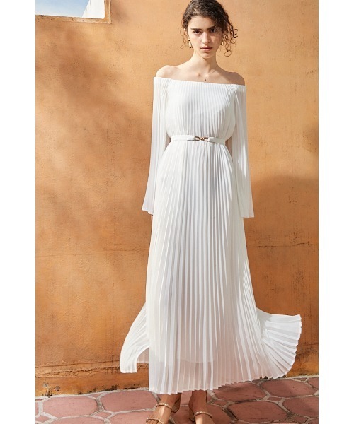 Estella.K ワンピース Ester Pleated Dress オフショルアコーディオン  
