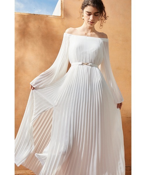 Estella.K ワンピース Ester Pleated Dress オフショルアコーディオン