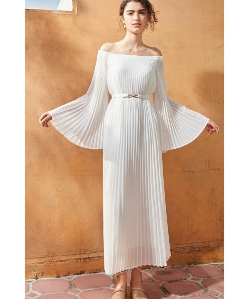 Estella.K ワンピース Ester Pleated Dress オフショルアコーディオン
