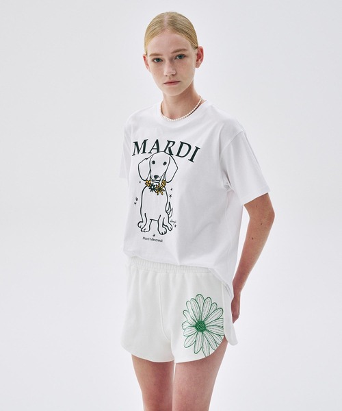 ★MARDI MERCREDI★MINI SWEAT SHORTS FLOWER SWEAT SHORTS FLOWER_WHITE NAVY - MARDI MERCREDI