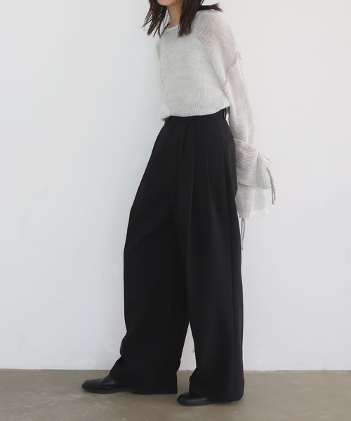 hellam スラックス パンツ ワイドタックパンツ レディース