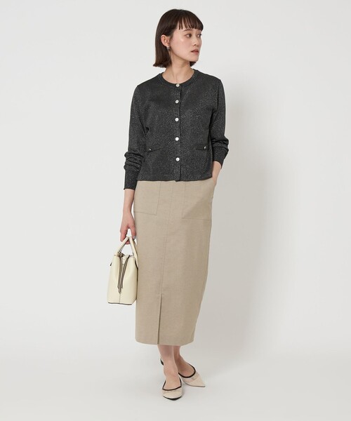 グリーンレーベル　ニット　カーディガン　新品 green label relaxing カーディガン グロッシーラメ クルー