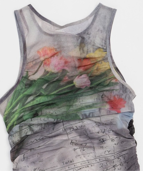 MAISON SPECIAL タンクトップ ノースリーブ Tulip Gather Mesh