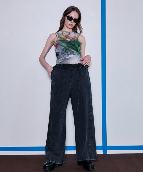 MAISON SPECIAL タンクトップ ノースリーブ Tulip Gather Mesh
