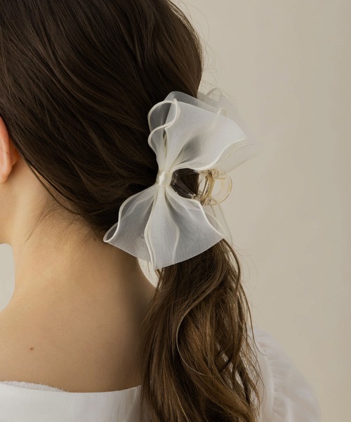 ヘアクリップ 「LA MUE」シフォンリボンバンスクリップ