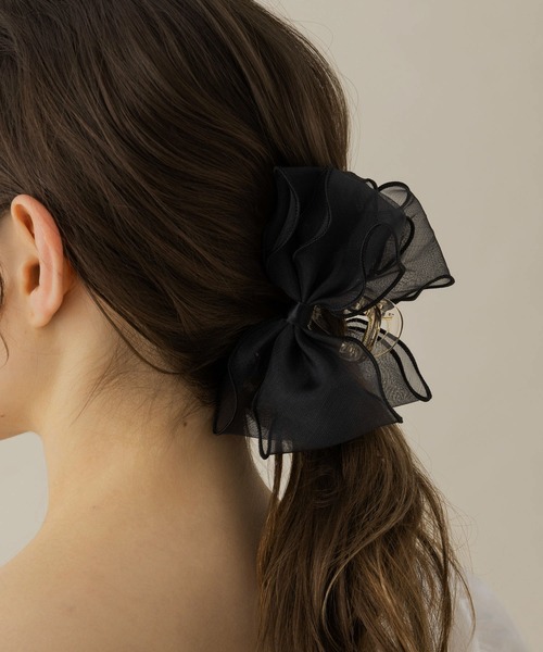 ヘアクリップ シフォン ベージュ 大きめ ヘアアクセ 4607y_5.jpg