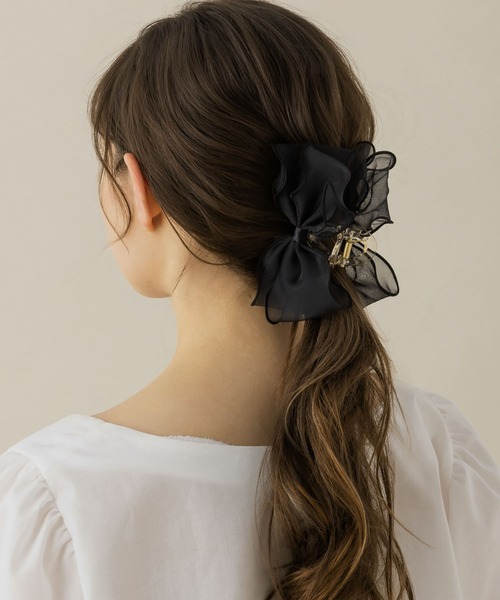 ヘアクリップ 「LA MUE」シフォンリボンバンスクリップ