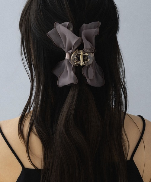 ヘアクリップ 「LA MUE」シフォンリボンバンスクリップ