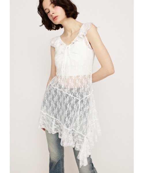 SLY ワンピース HEM DESIGN LACE FRILL L/TOPS ヘム デザイン
