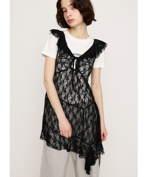 SLY ワンピース HEM DESIGN LACE FRILL L/TOPS ヘム デザイン
