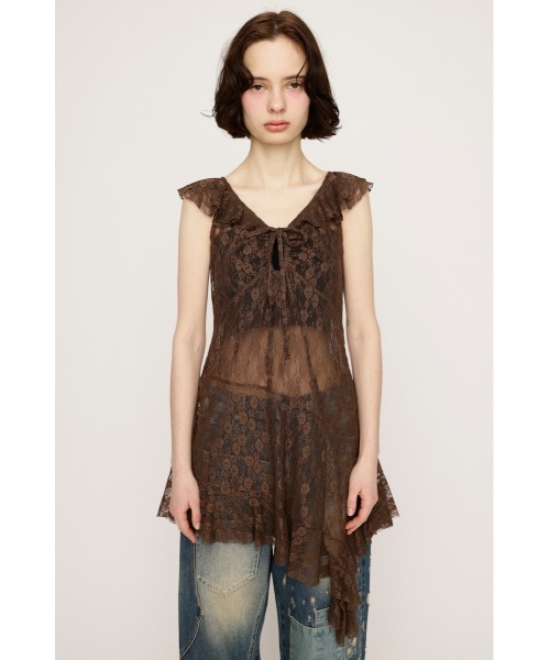 フリルレースキャミワンピ SLY 新品未使用 SLY ワンピース HEM DESIGN LACE FRILL L/TOPS ヘム デザイン