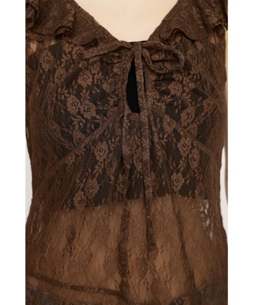 SLY ワンピース HEM DESIGN LACE FRILL L/TOPS ヘム デザイン